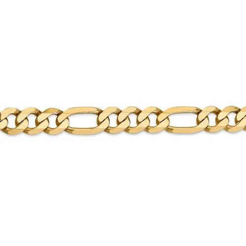 14K Yellow Gold 8.75mm Flat Figaro Bracelet Anklet Choker Pendant Necklace Chain