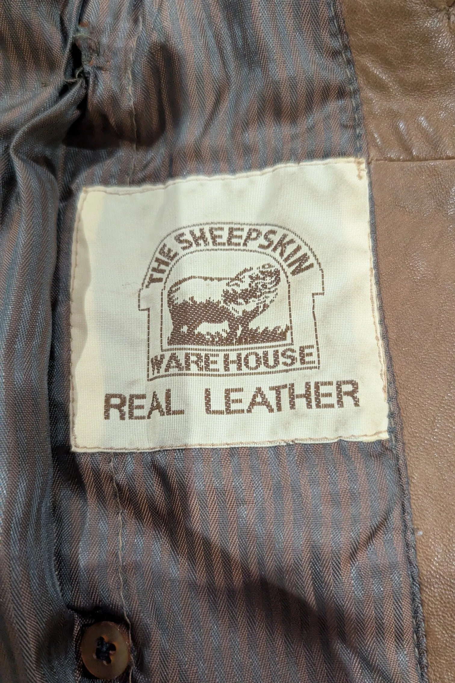 80s Oversized Leather Sheepskin Tan Coat