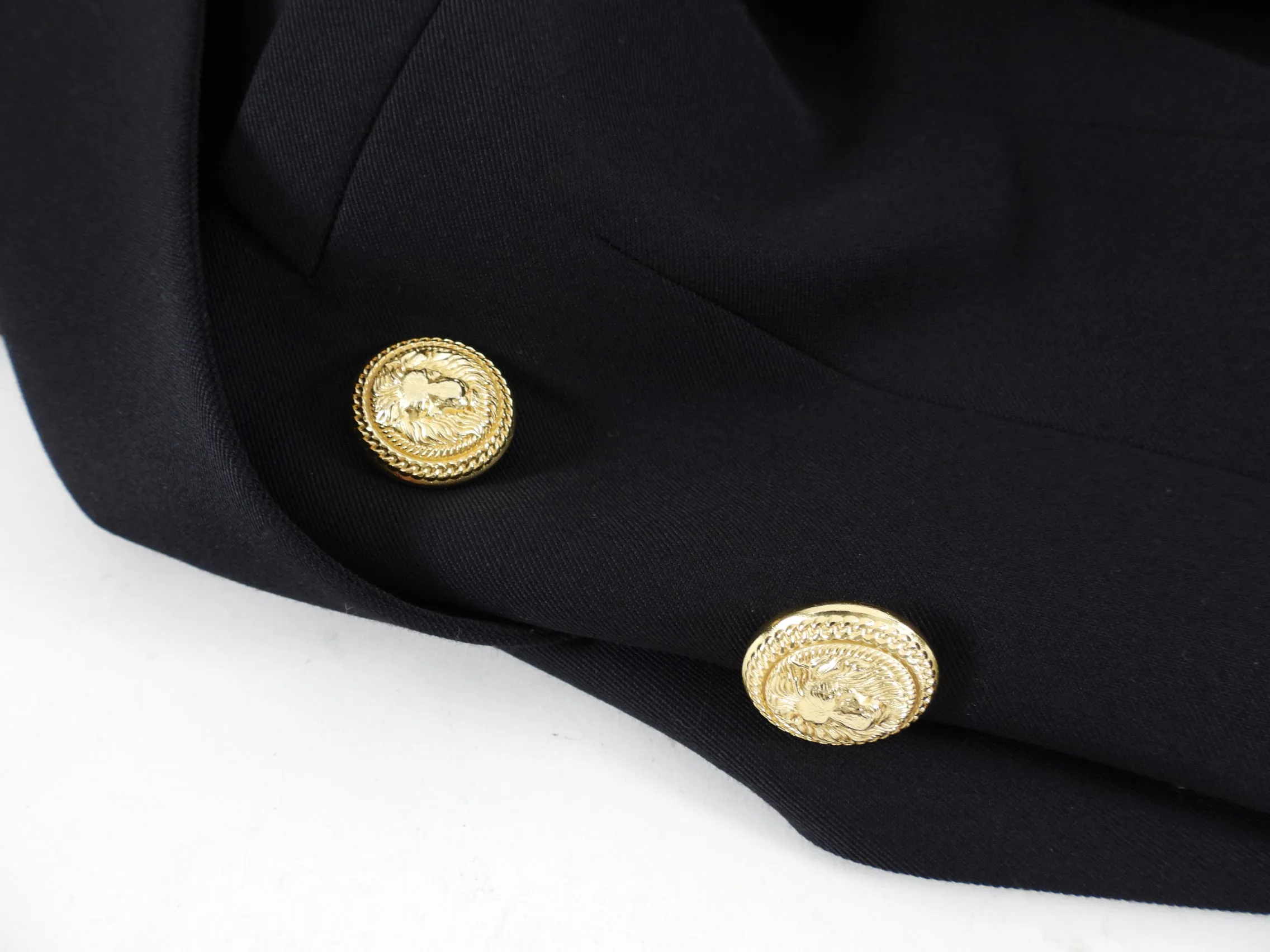 Balmain Black Classic Blazer with Gold Lion Buttons - USA XS / 2