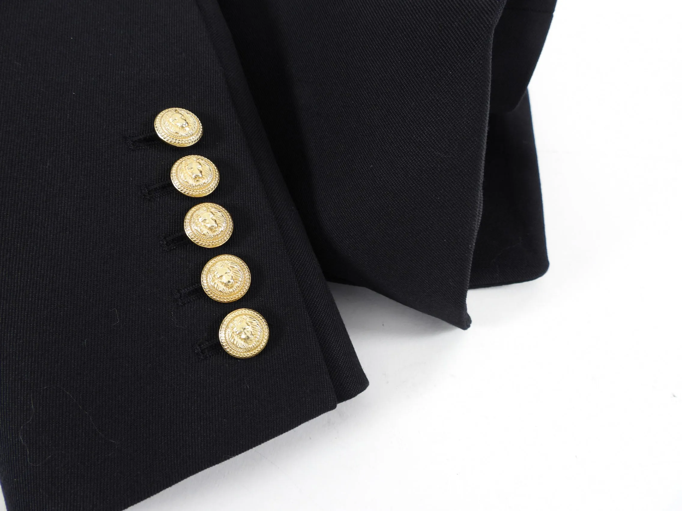 Balmain Black Classic Blazer with Gold Lion Buttons - USA XS / 2