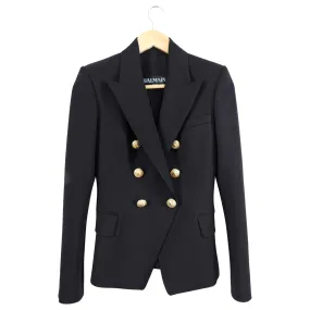Balmain Black Classic Blazer with Gold Lion Buttons - USA XS / 2