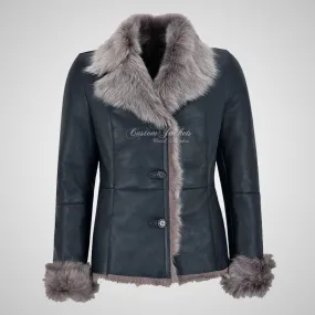 BILBAO Ladies Toscana Sheepskin Jacket Navy Blue