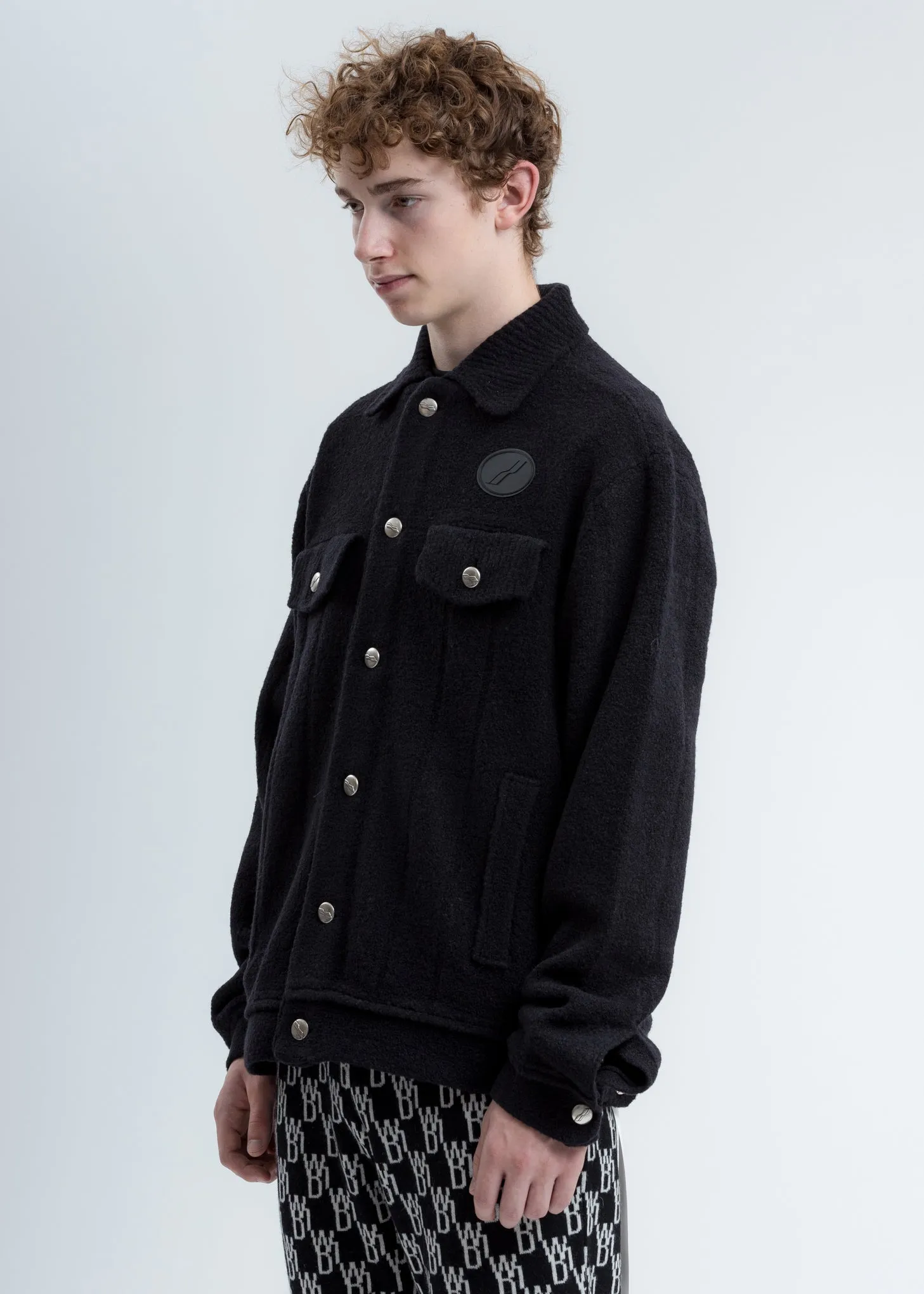 Black Felted Knitted Jacket