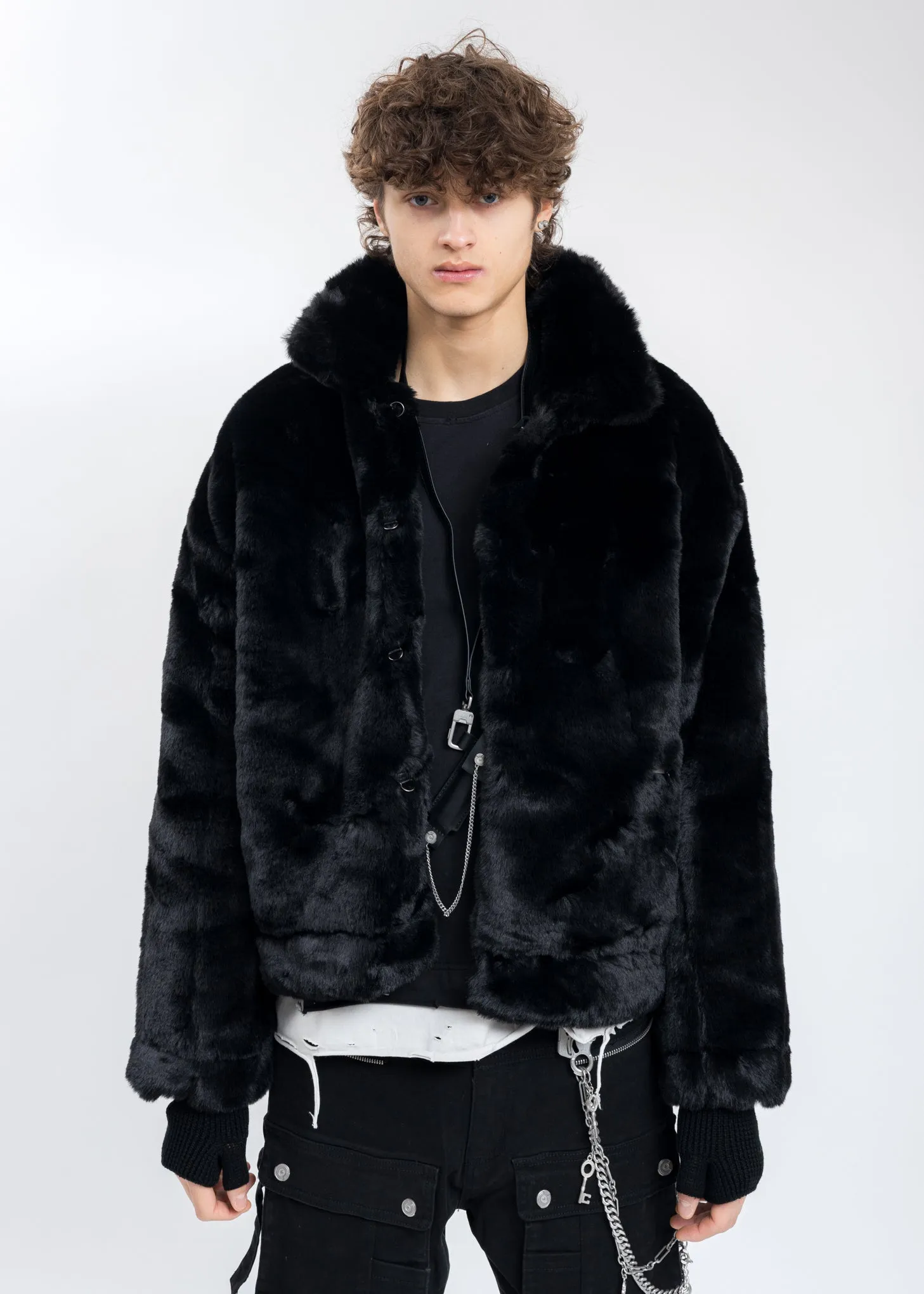 Black Planet Of Poets Faux Fur Coat