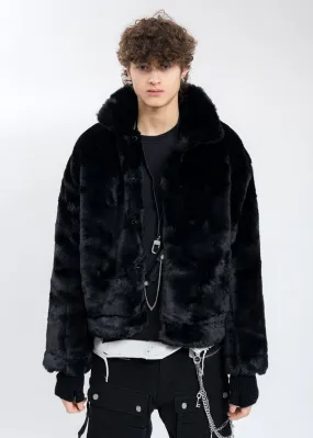 Black Planet Of Poets Faux Fur Coat