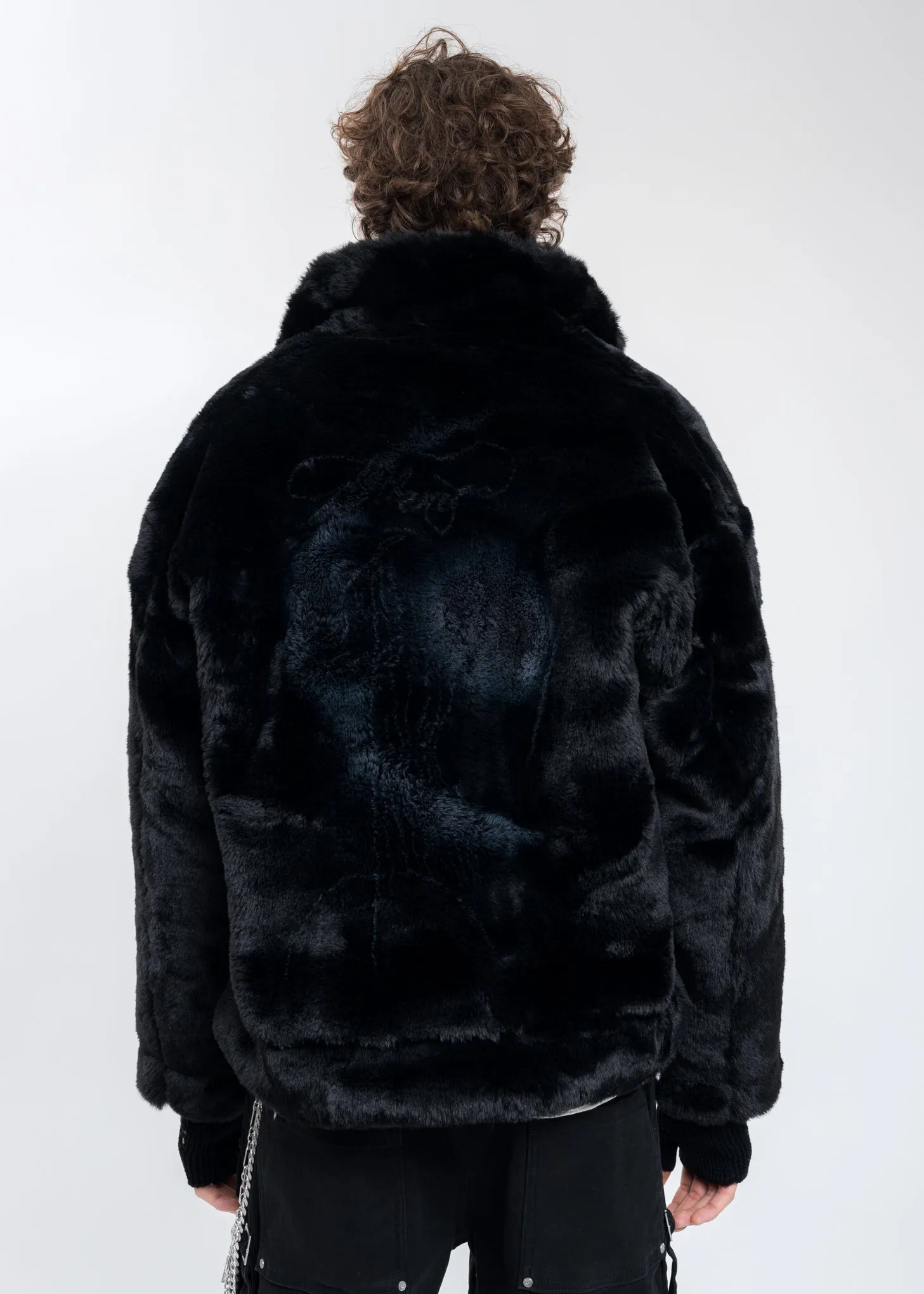 Black Planet Of Poets Faux Fur Coat
