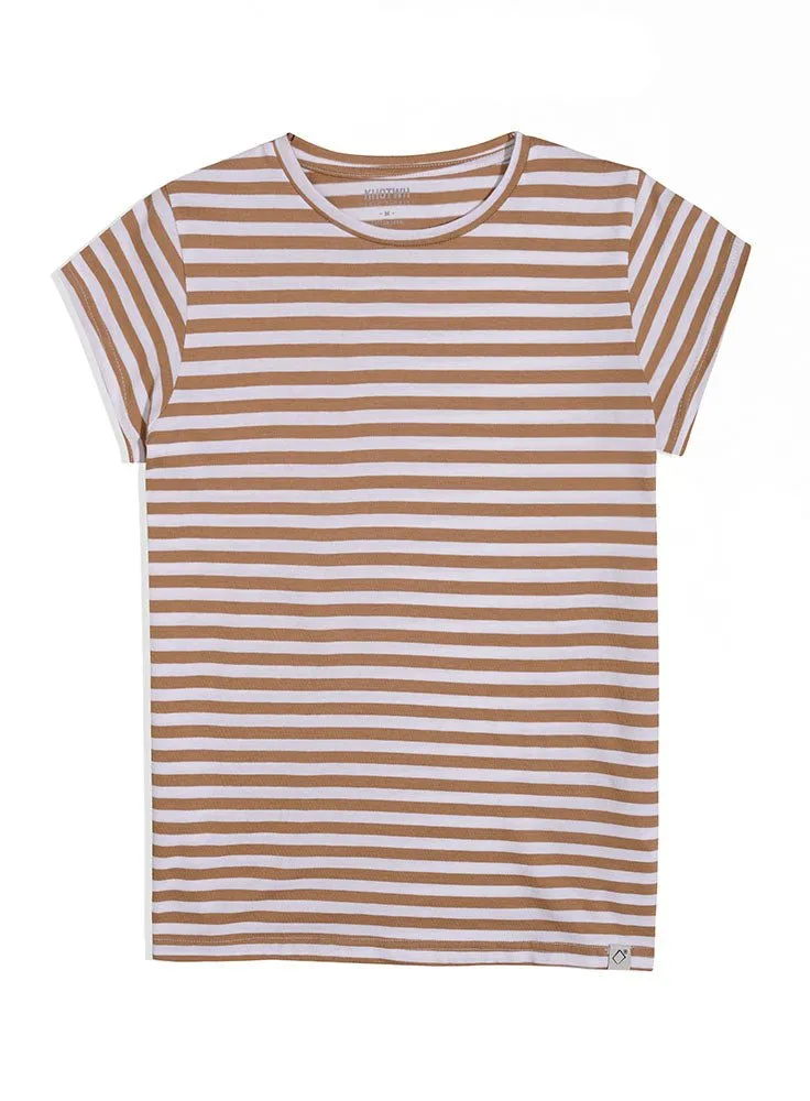 Coffee Striped Short-Sleeve