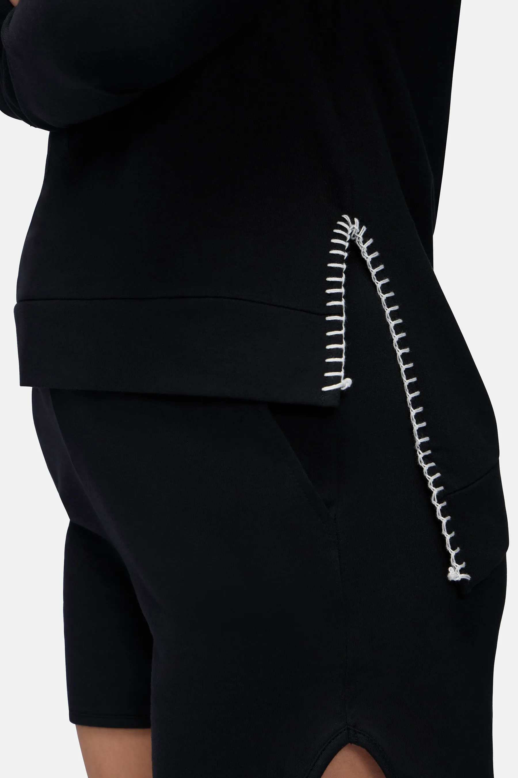 Contrast Stitch Hoodie | Black Beauty