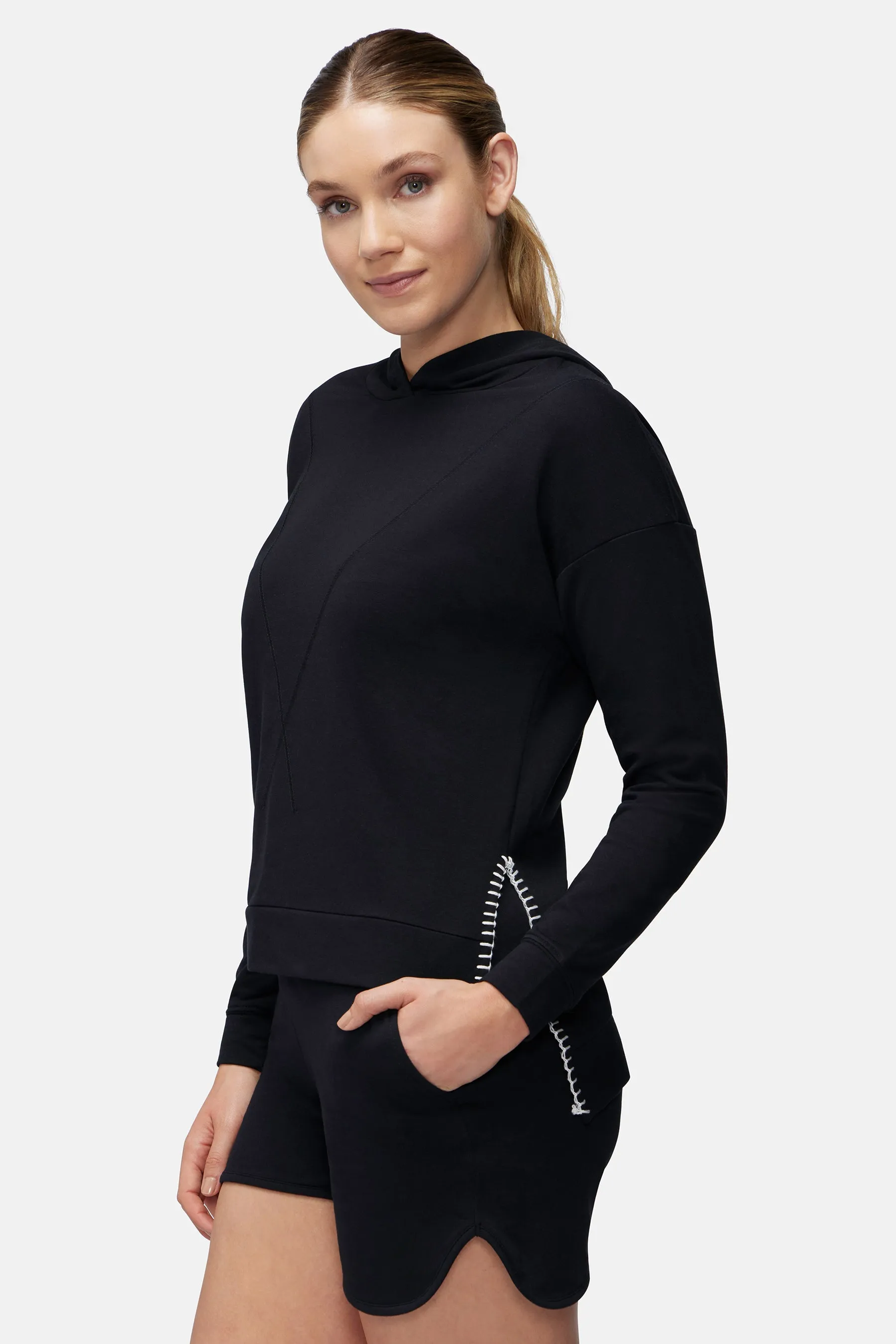 Contrast Stitch Hoodie | Black Beauty