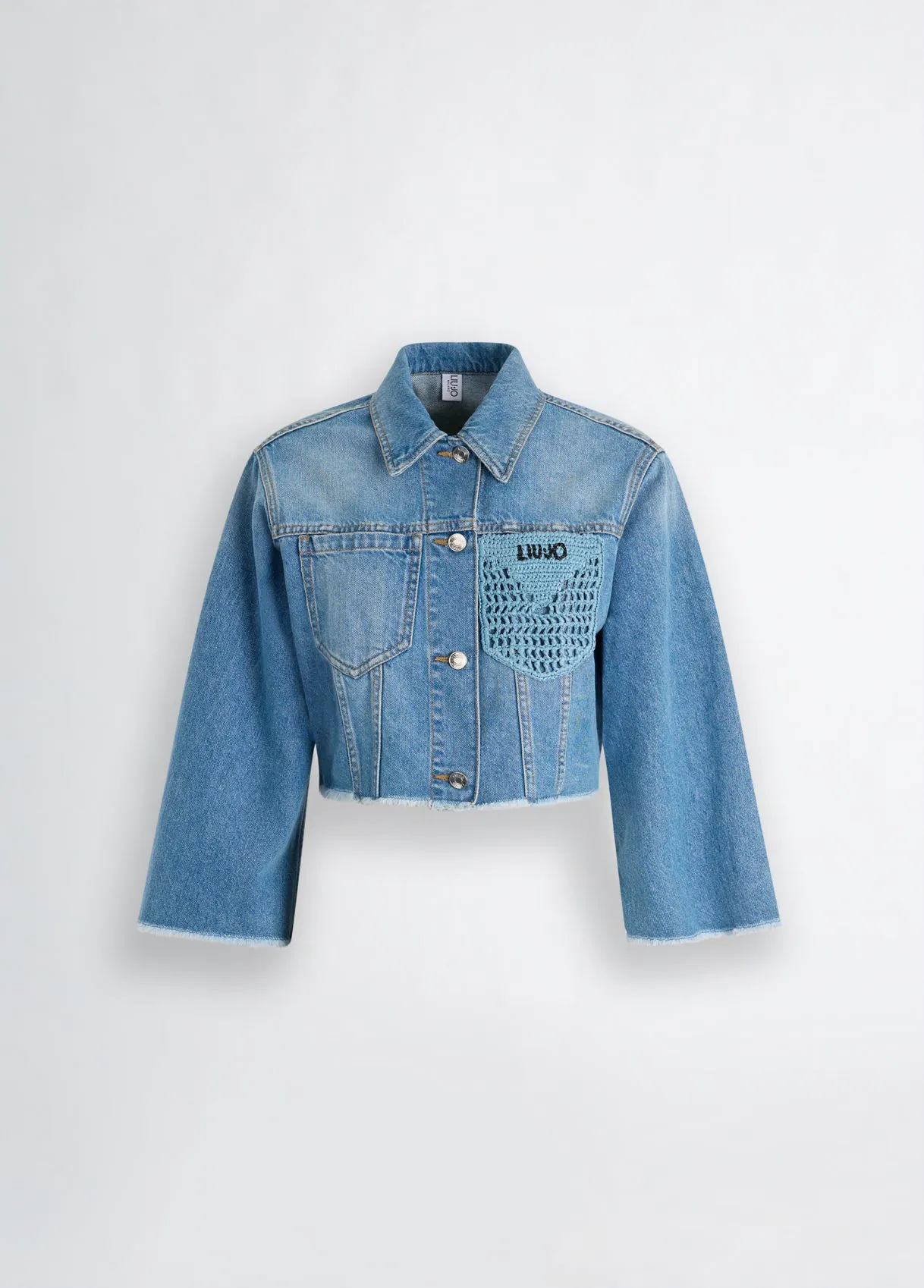 CROPPED DENIM JACKET MID BLUE