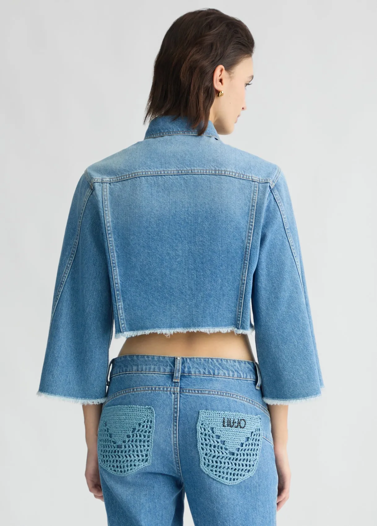 CROPPED DENIM JACKET MID BLUE