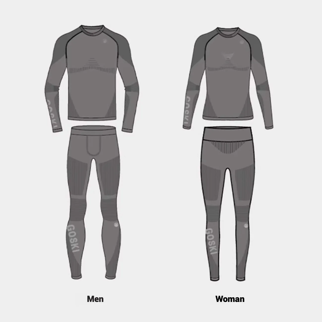 Goski Women's Black Base Layer Sets