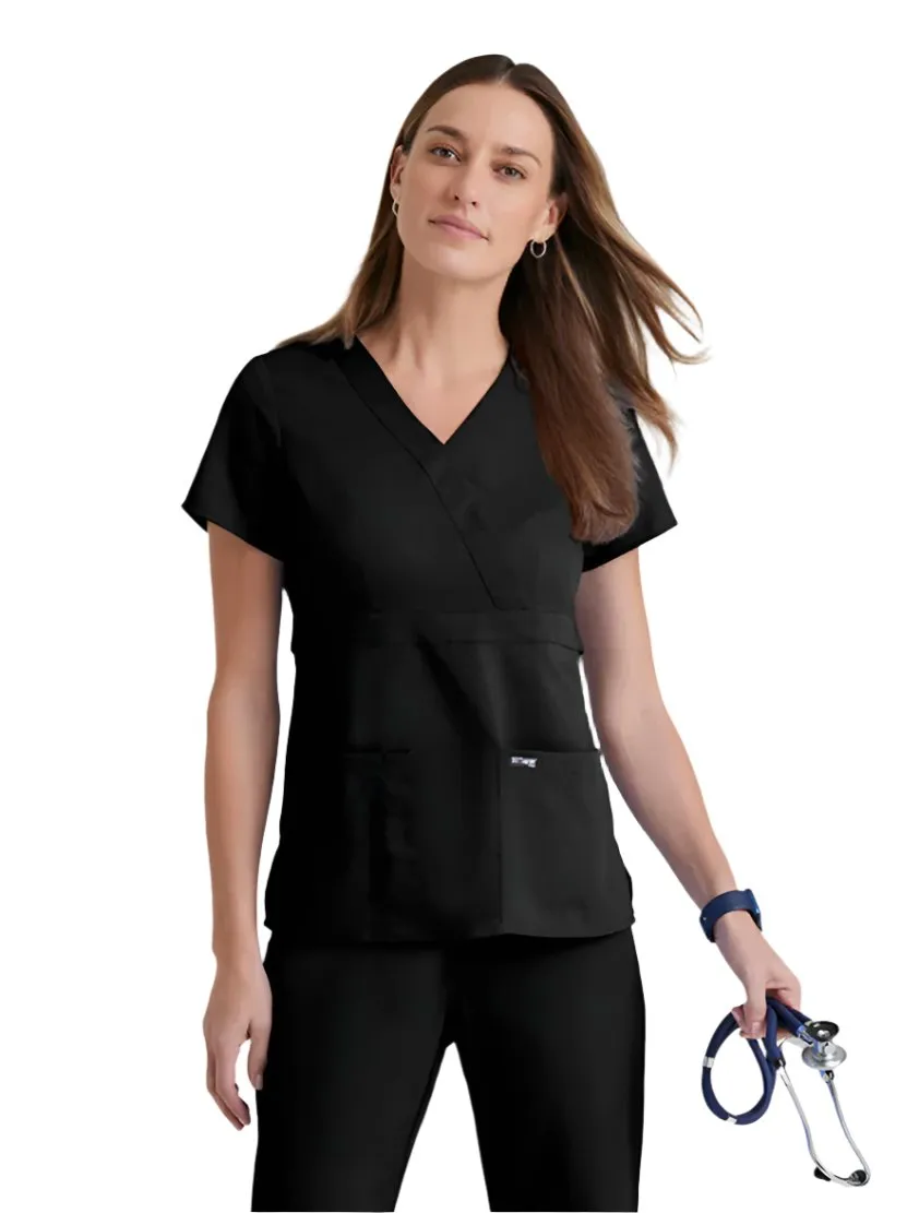 Grey's Anatomy™ by Barco Riley 3-Pocket Mock Wrap V-Neck Scrub Top