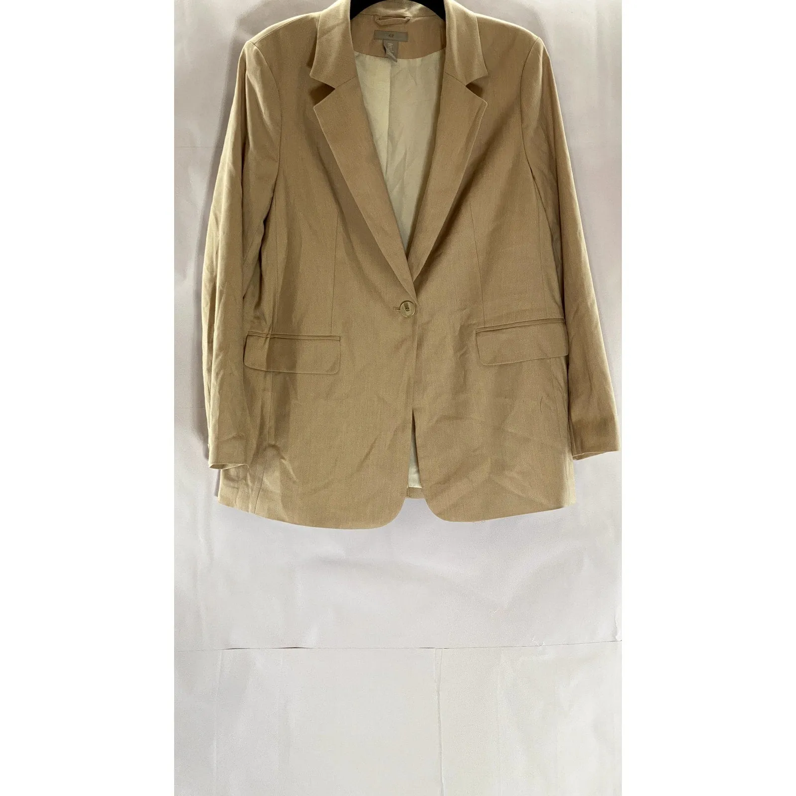 H&M Women's Tan One-Button Notch Lapel Long Sleeve Blazer SZ M