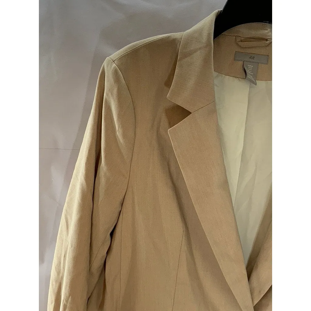 H&M Women's Tan One-Button Notch Lapel Long Sleeve Blazer SZ M