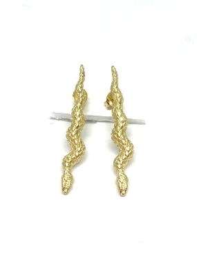 Heather Benjamin Handmade Carved Snake Earrings