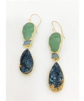 Heather Benjamin Handmade Skull and Drusy Earring