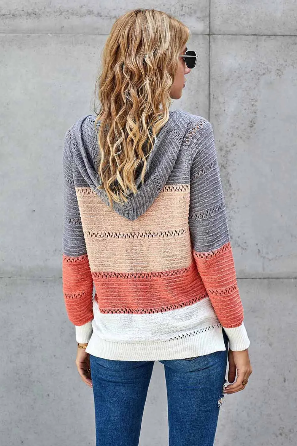 Hollowed Out Knitted Lightweight Hoodie
