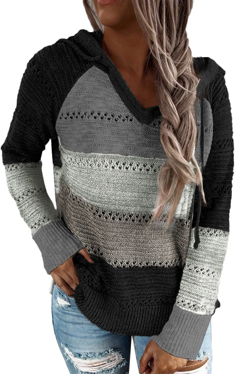 Hollowed Out Knitted Lightweight Hoodie