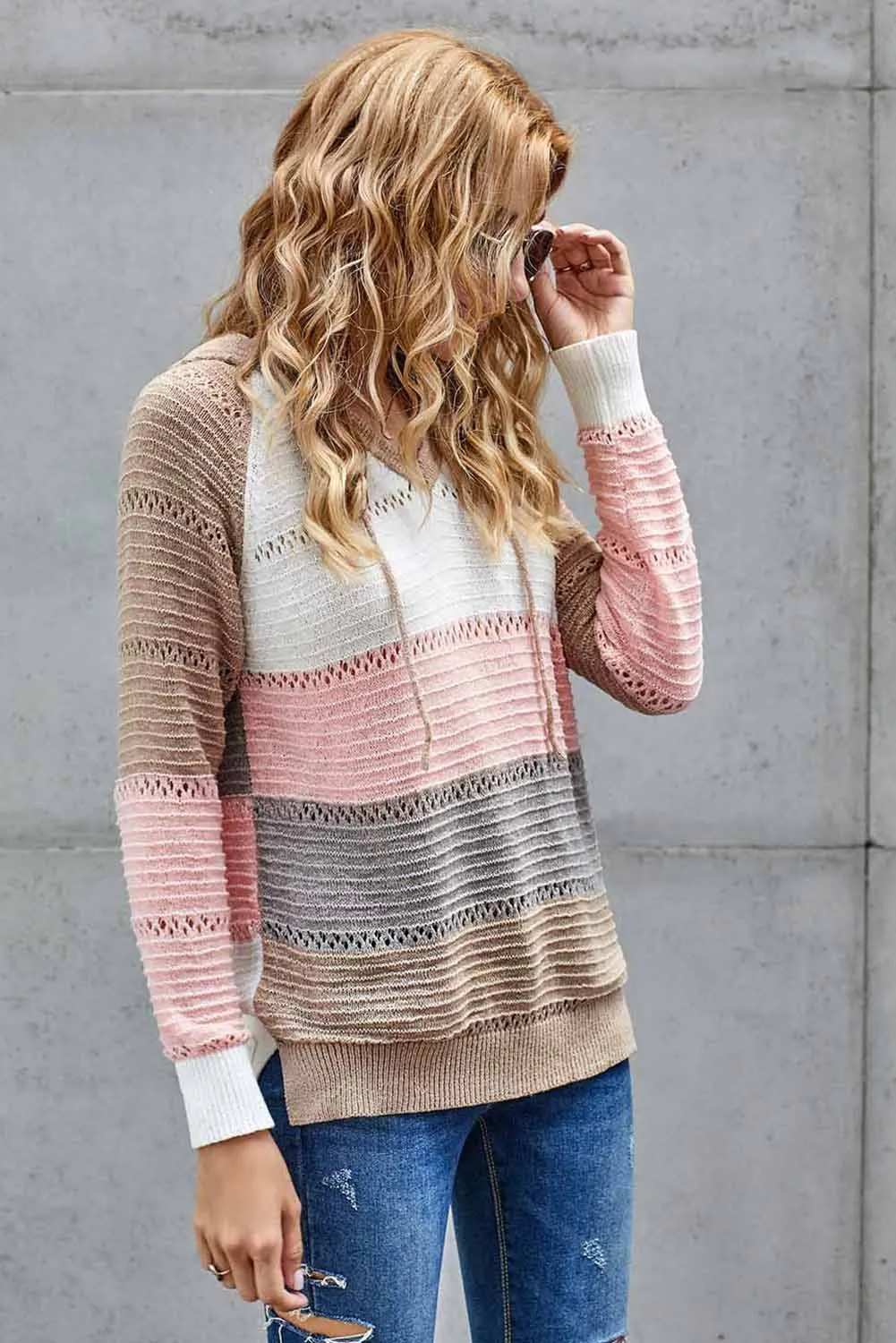 Hollowed Out Knitted Lightweight Hoodie
