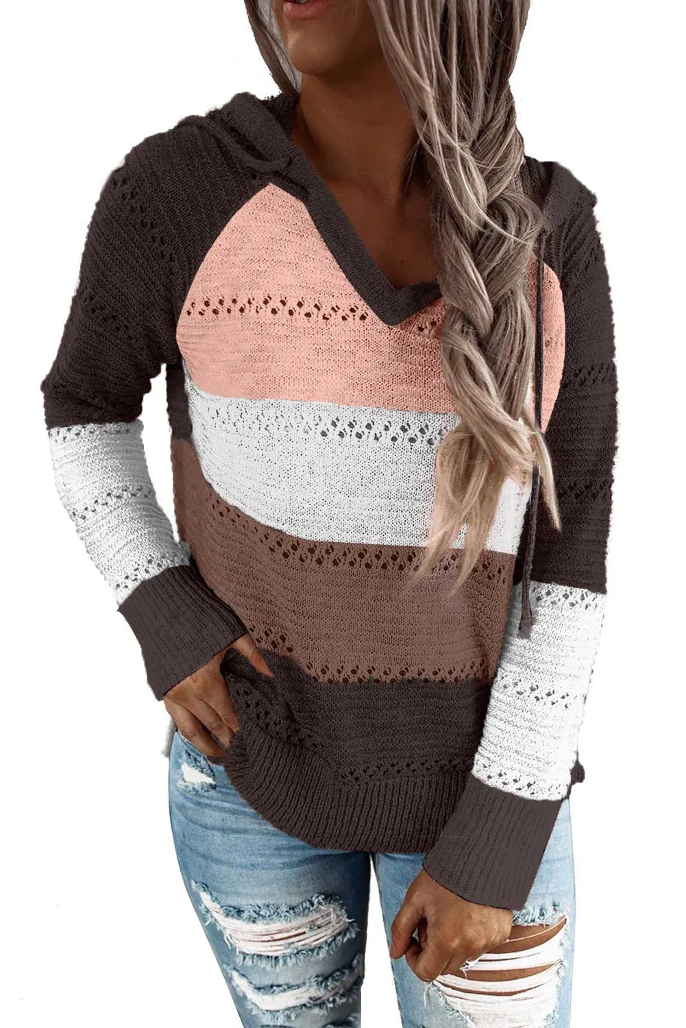 Hollowed Out Knitted Lightweight Hoodie