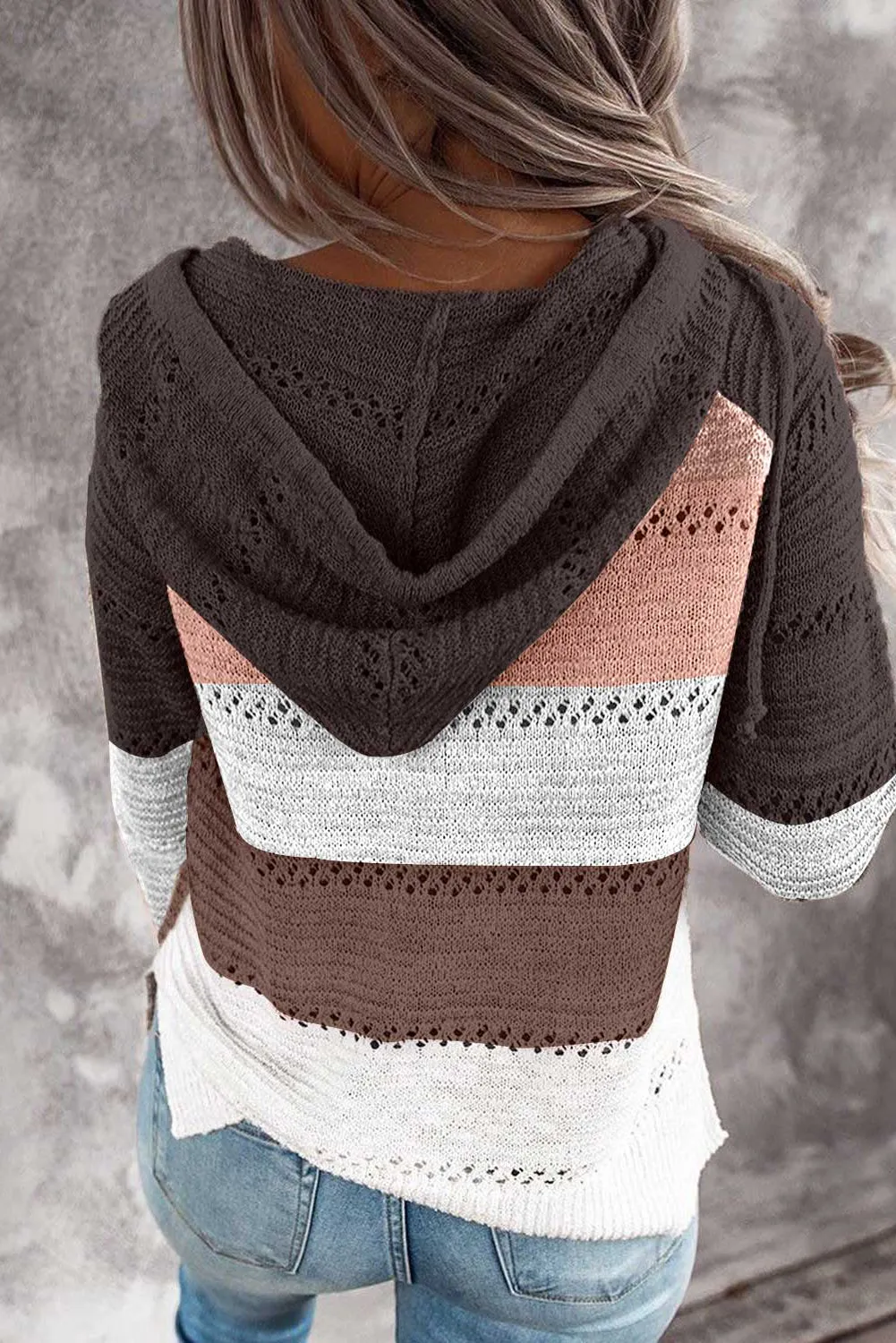 Hollowed Out Knitted Lightweight Hoodie