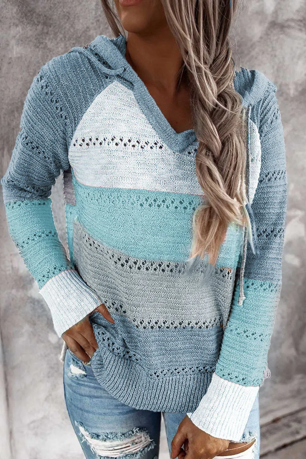 Hollowed Out Knitted Lightweight Hoodie
