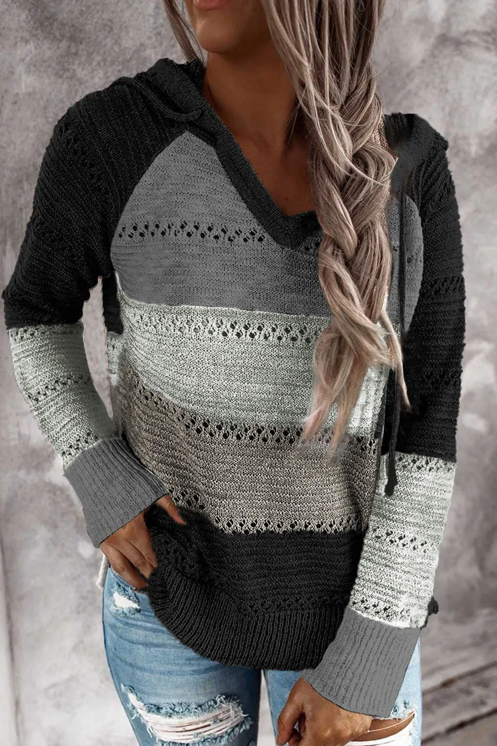 Hollowed Out Knitted Lightweight Hoodie