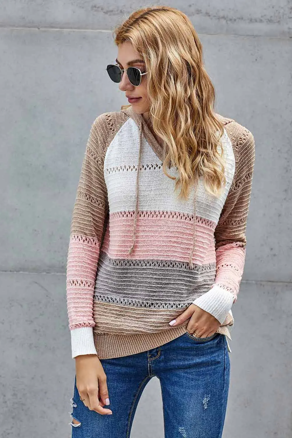 Hollowed Out Knitted Lightweight Hoodie