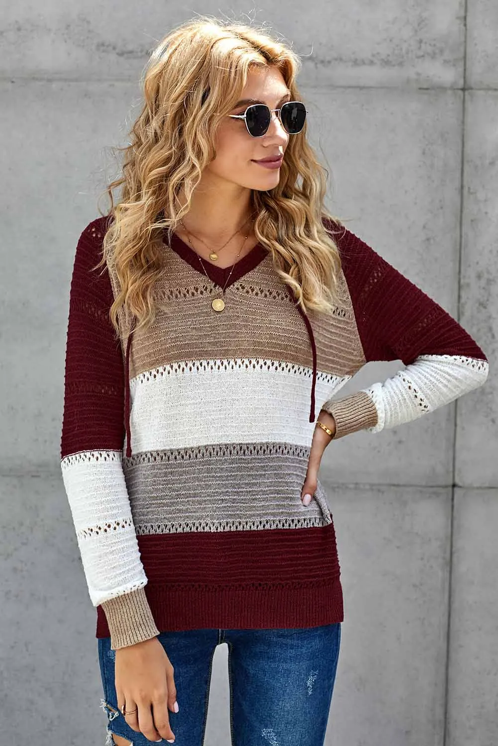 Hollowed Out Knitted Lightweight Hoodie