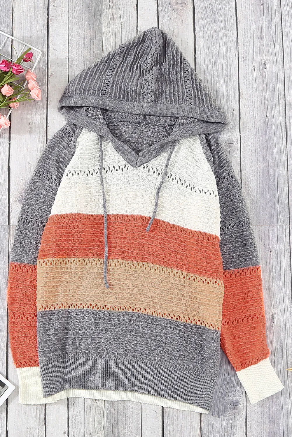 Hollowed Out Knitted Lightweight Hoodie