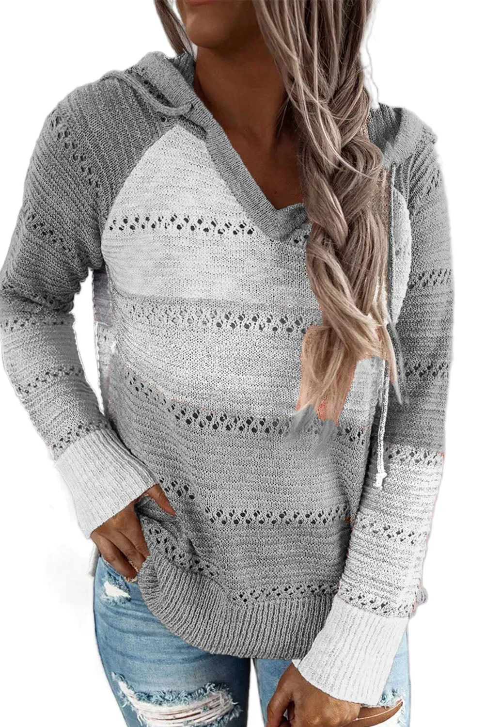 Hollowed Out Knitted Lightweight Hoodie