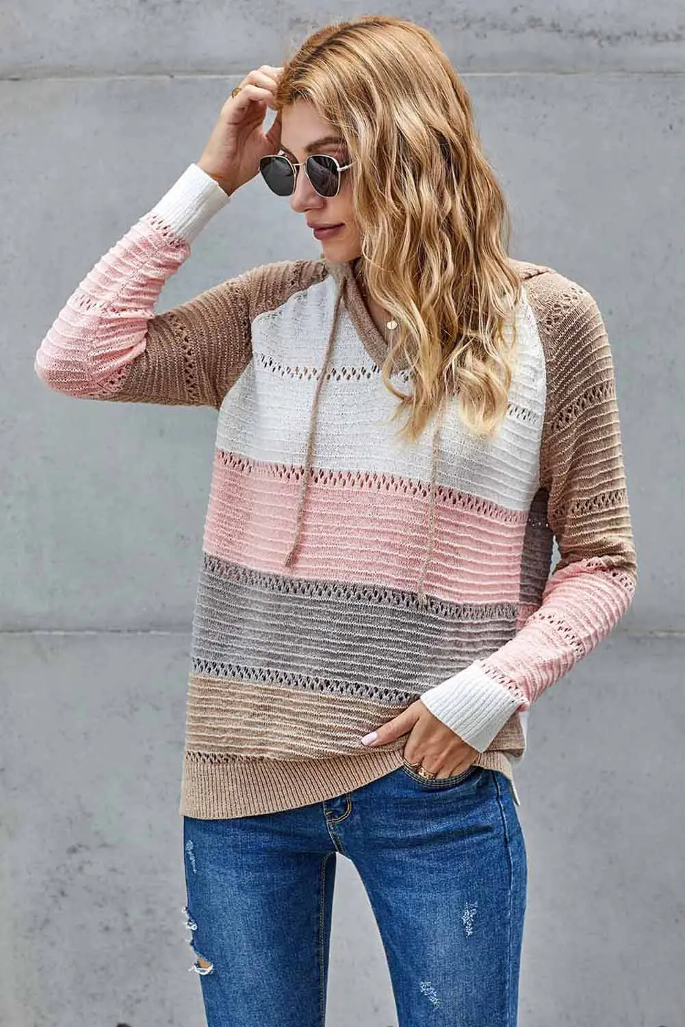 Hollowed Out Knitted Lightweight Hoodie
