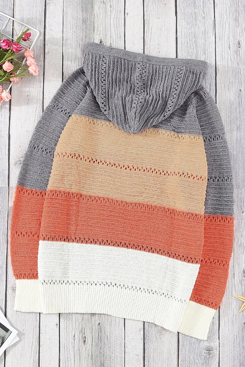 Hollowed Out Knitted Lightweight Hoodie