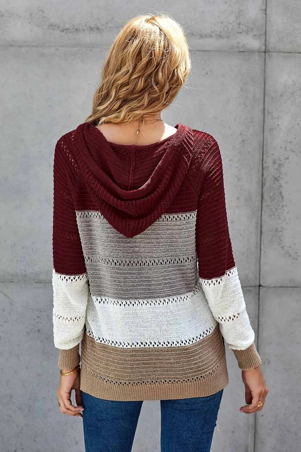 Hollowed Out Knitted Lightweight Hoodie