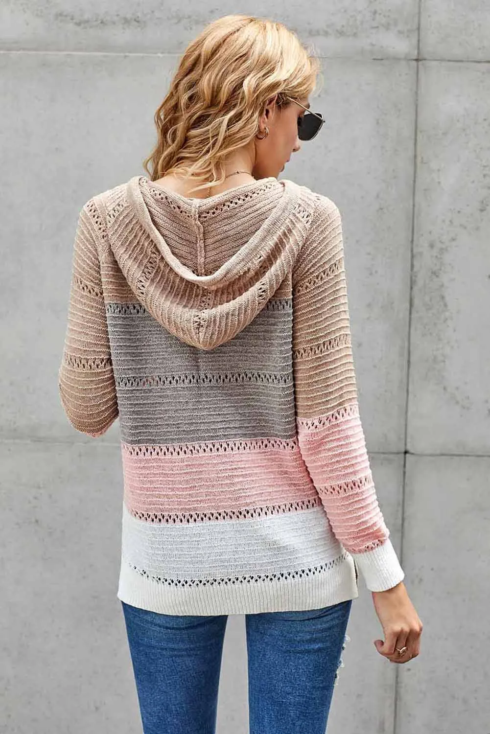 Hollowed Out Knitted Lightweight Hoodie