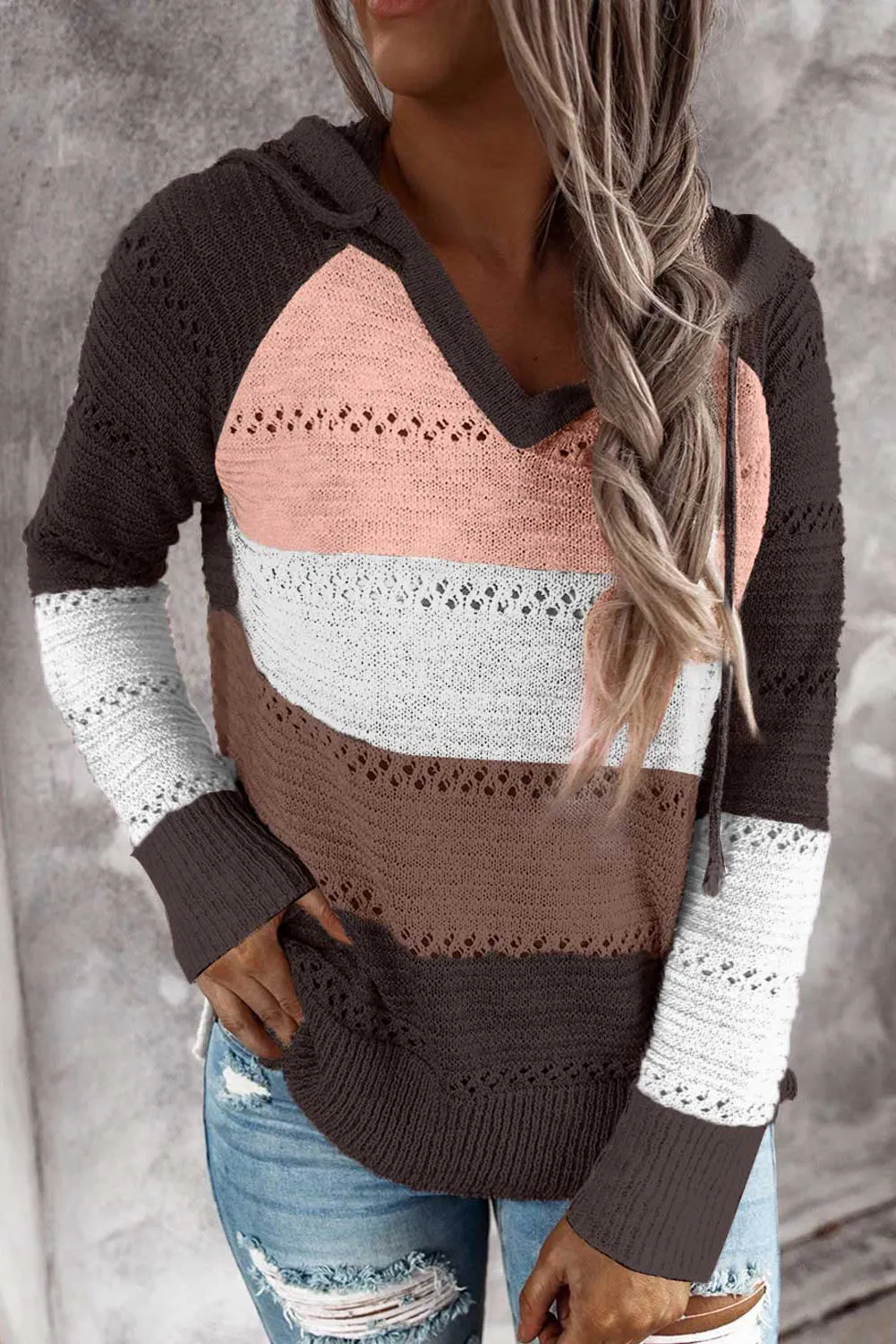 Hollowed Out Knitted Lightweight Hoodie