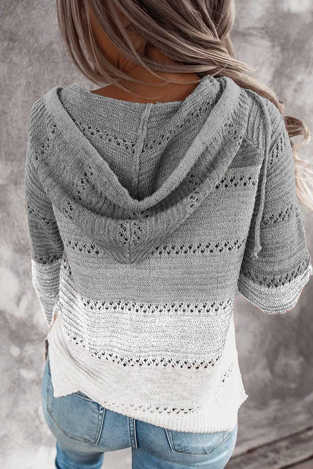 Hollowed Out Knitted Lightweight Hoodie