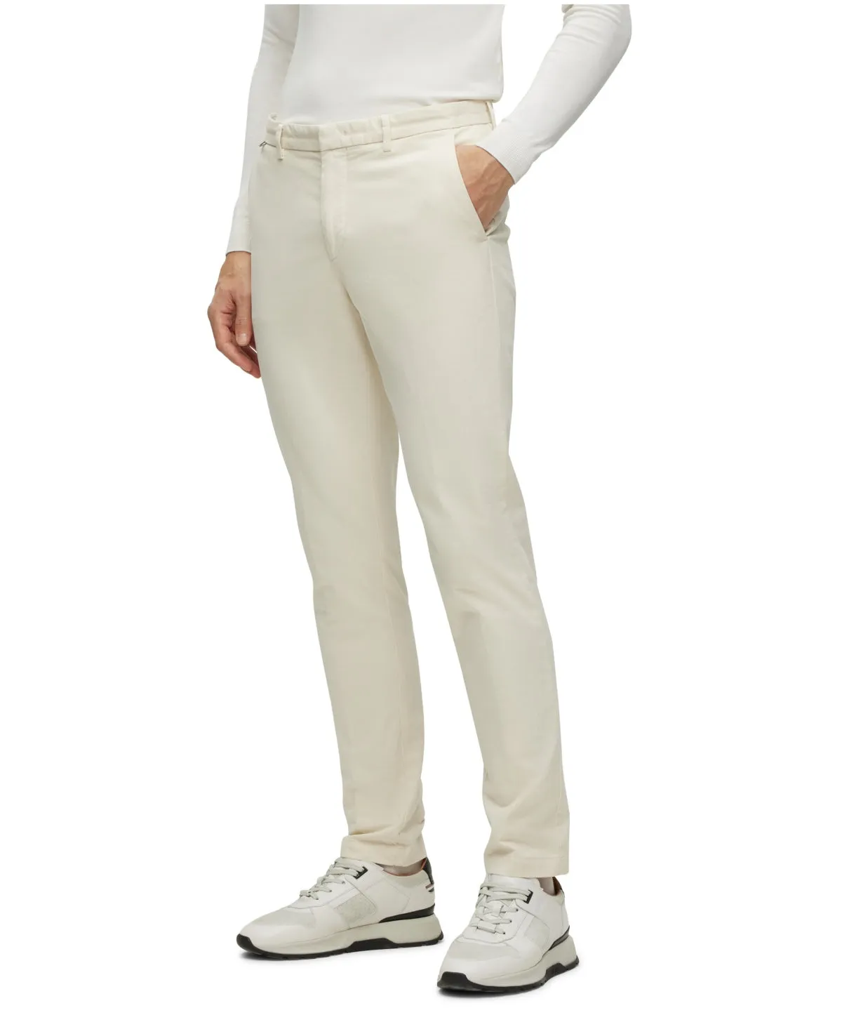 Hugo Boss Mens Kaito Slim Fit Chinos Pants 38 x 32 White Solid