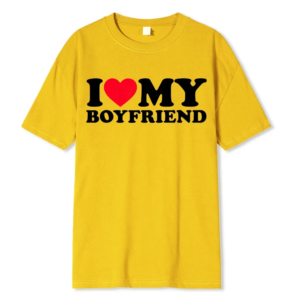 I Love My Boyfriend/Girlfriend T-Shirt - Funny 'Stay Away' Quote Tee for Men - BF/GF Gift Top