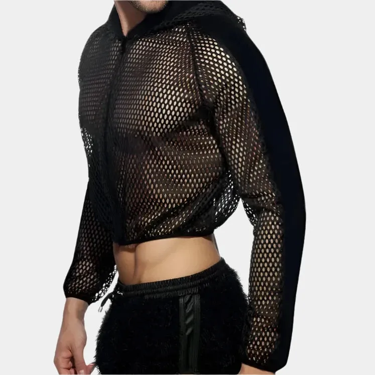 INCERUN Mesh Crop Top Hoodie