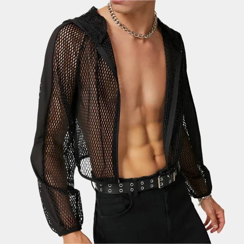 INCERUN Mesh Crop Top Hoodie