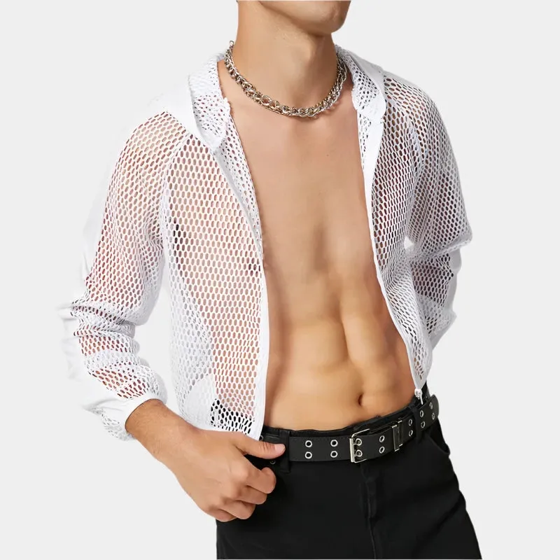 INCERUN Mesh Crop Top Hoodie