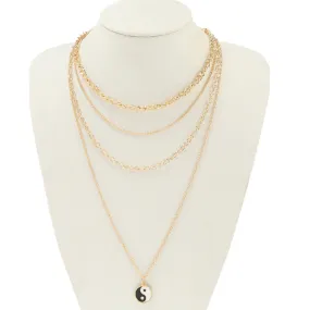 JAN44179 - Yin & Yang Layered Necklace