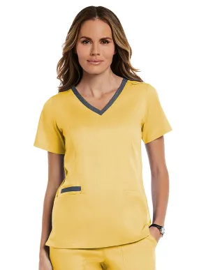 Maevn Contrast Double V-Neck Top