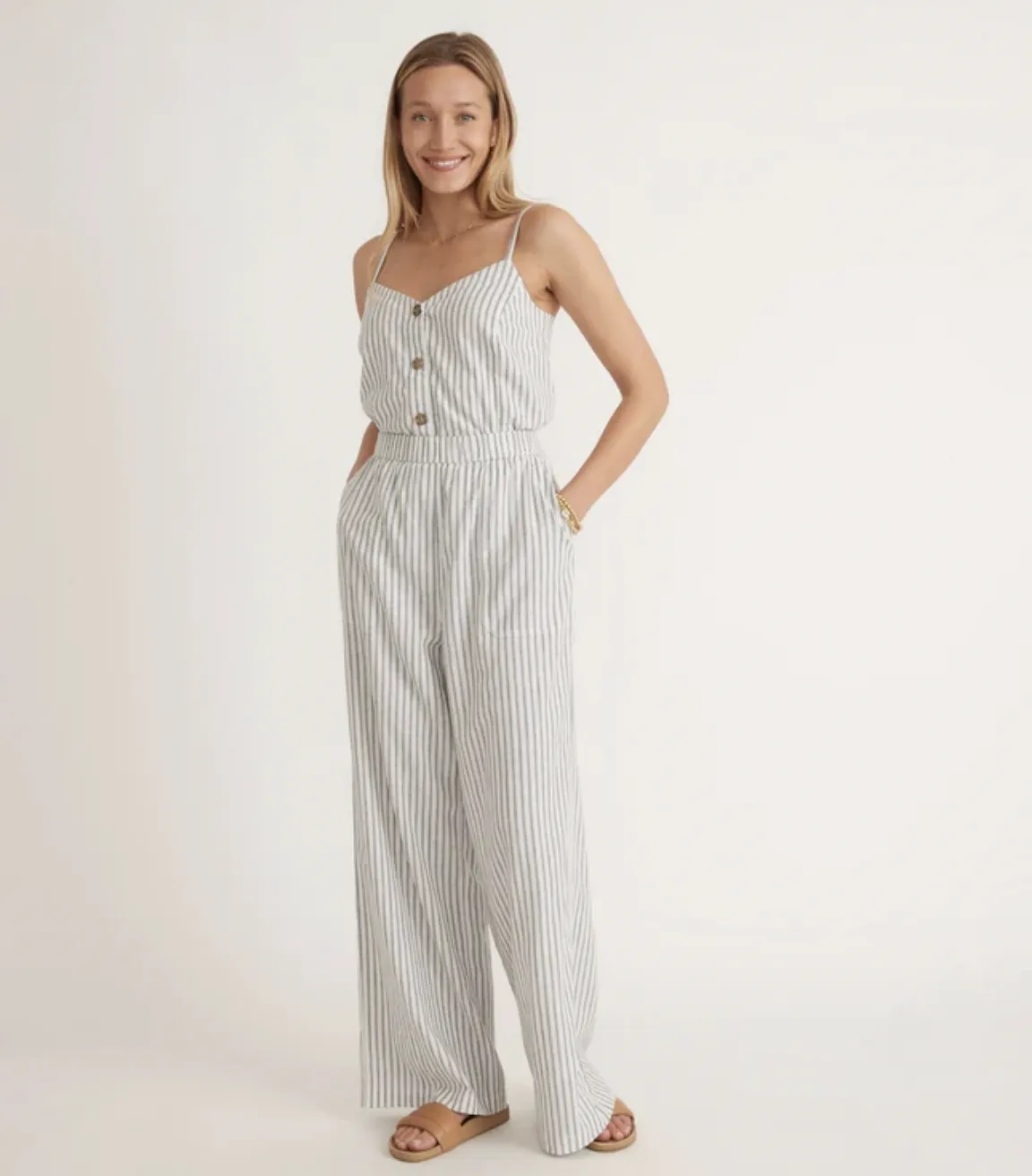 Marta Beach Pant - Denim/White Stripe