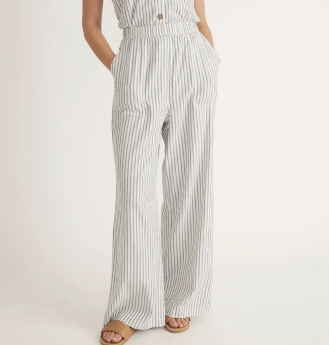 Marta Beach Pant - Denim/White Stripe