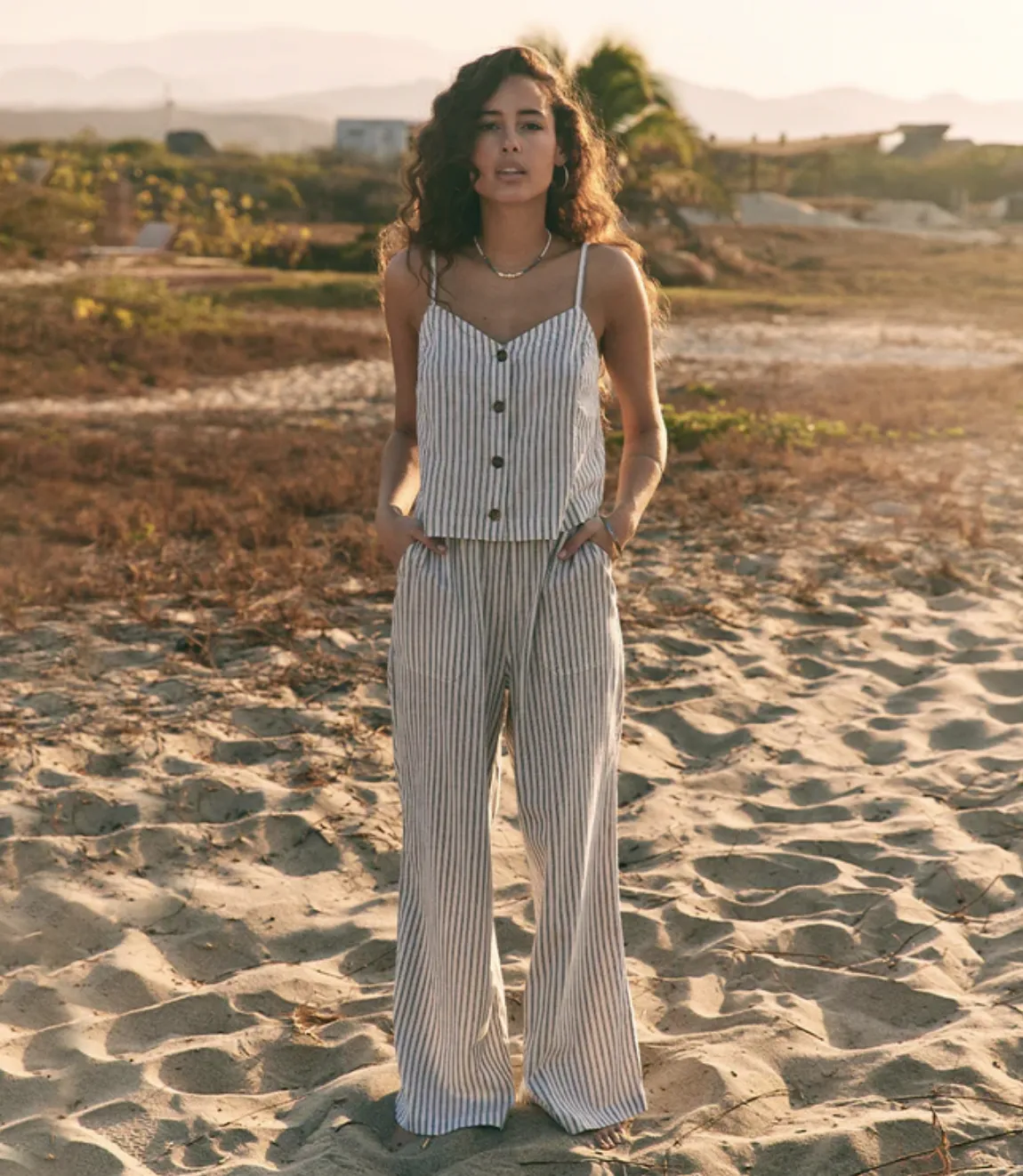 Marta Beach Pant - Denim/White Stripe