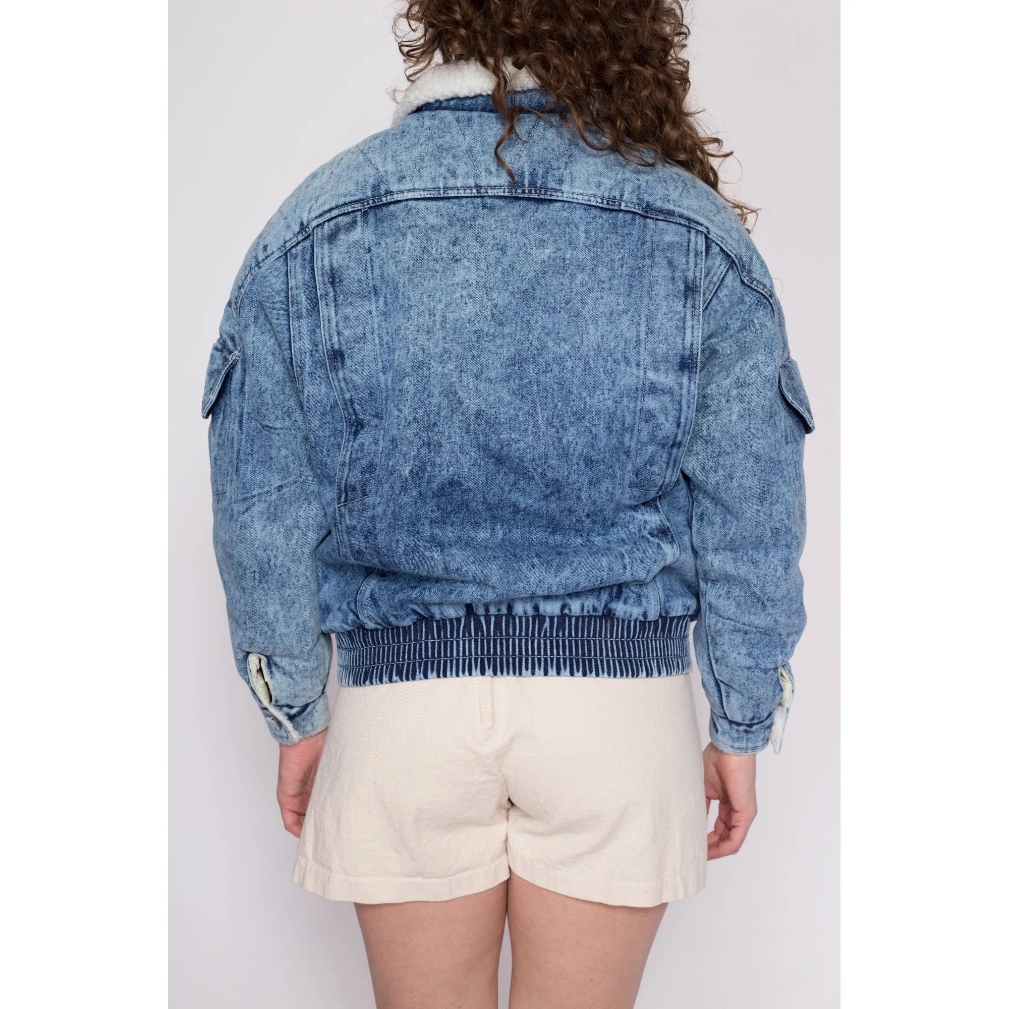 Medium 80s Acid Wash Denim Sherpa Jacket