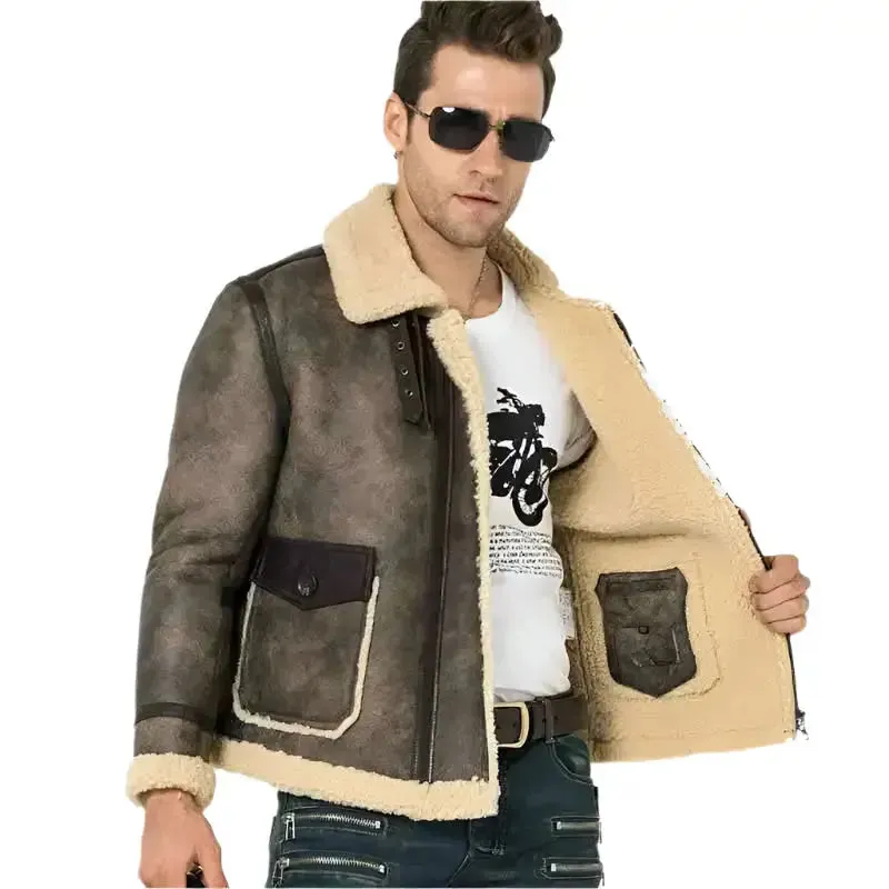 Men's B-3 Bomber Shearling Flight Jacket – Classic Aviator Style